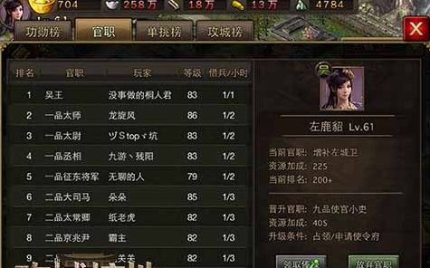 攻城掠地官职有什么作用